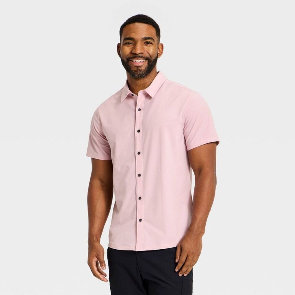 Men's Cooling Travel Button-Up Shirt - All In Motion Lilac Purple XXL